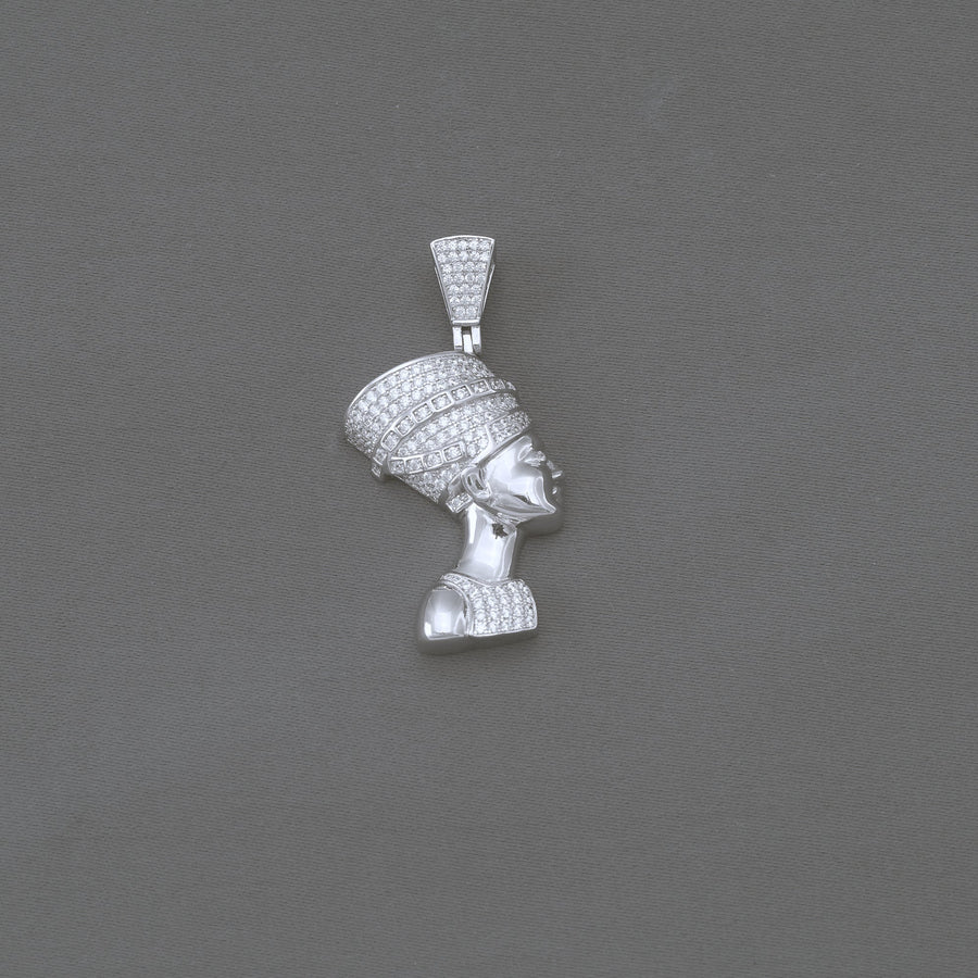 925 Sterling Silver Queen Nefertiti CZ Pendant