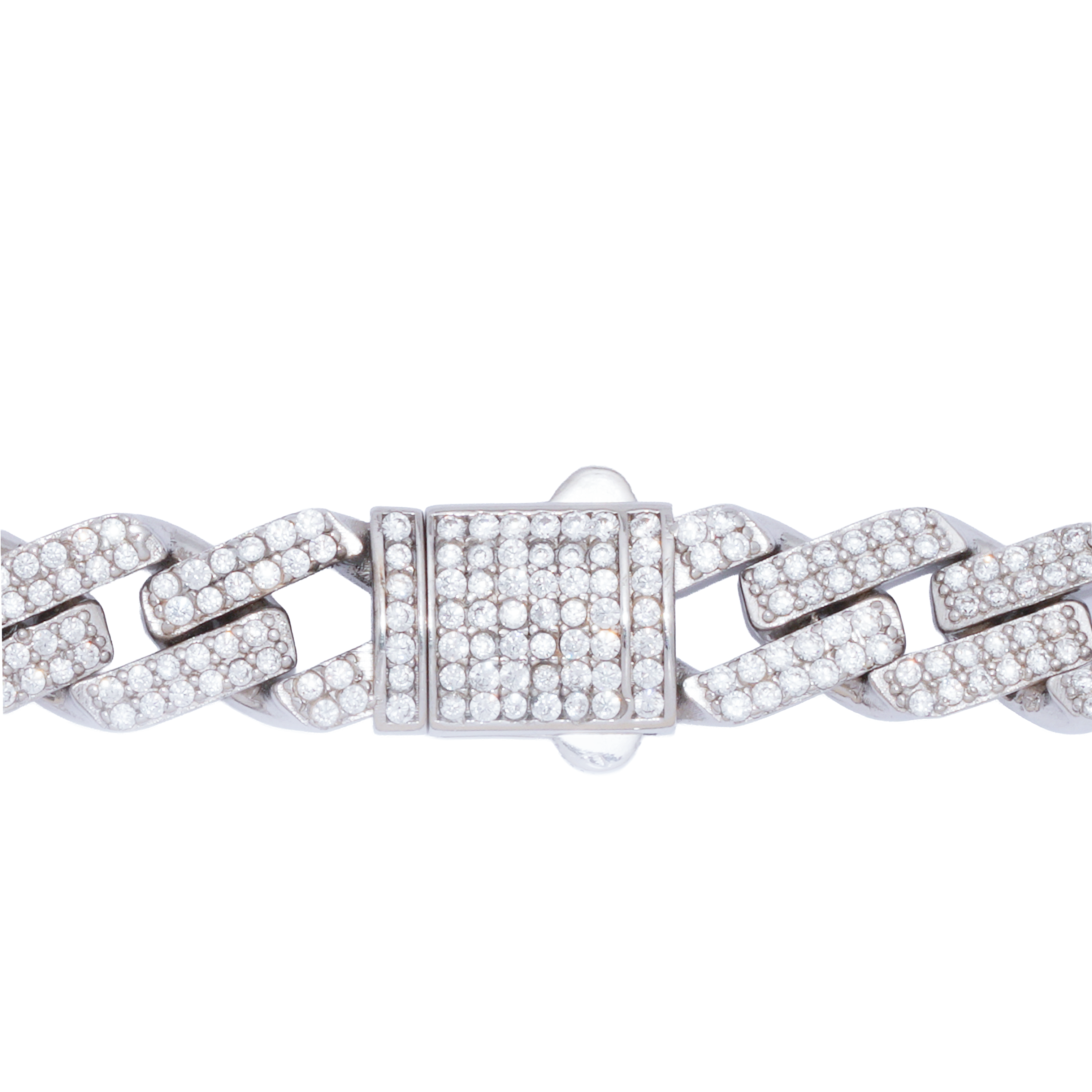 925 Sterling Silver Pave Cuban Link Bracelet With CZ