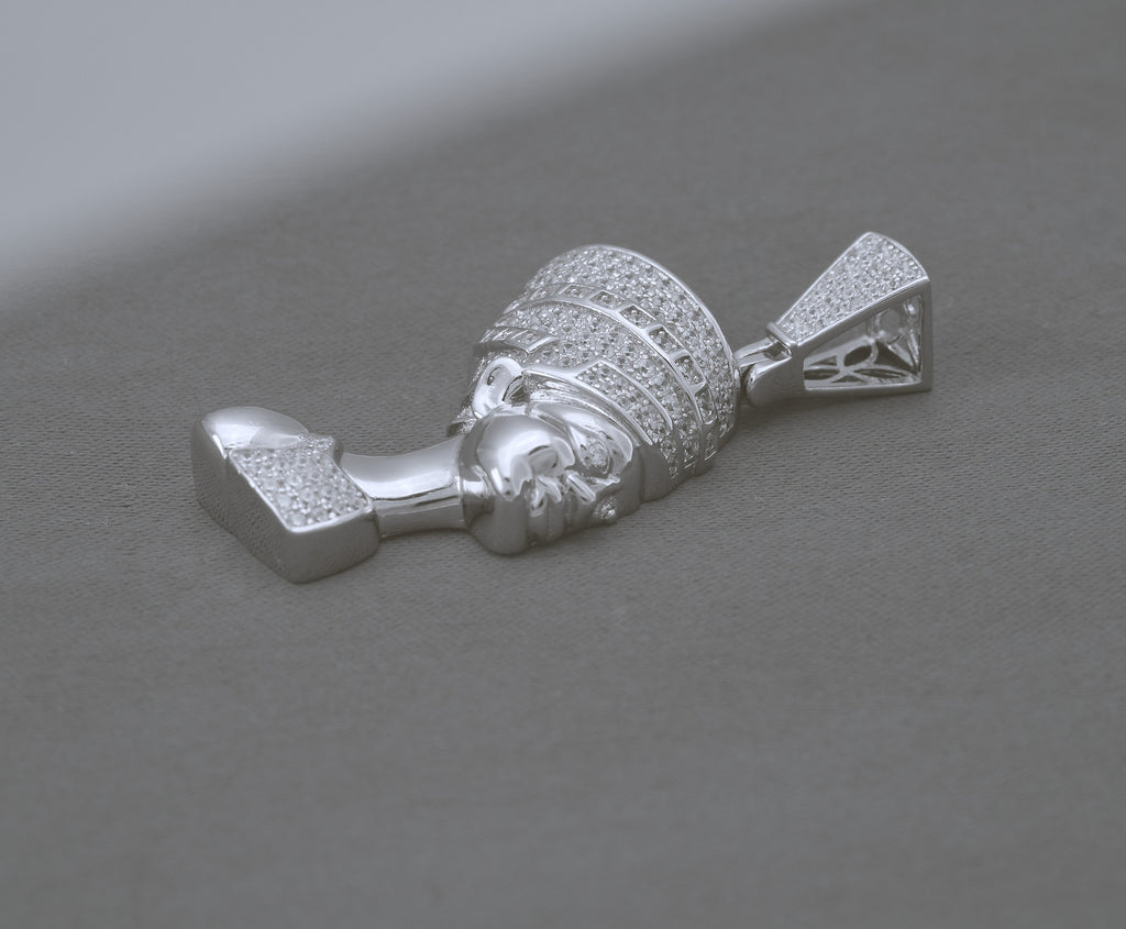 925 Sterling Silver Queen Nefertiti CZ Pendant
