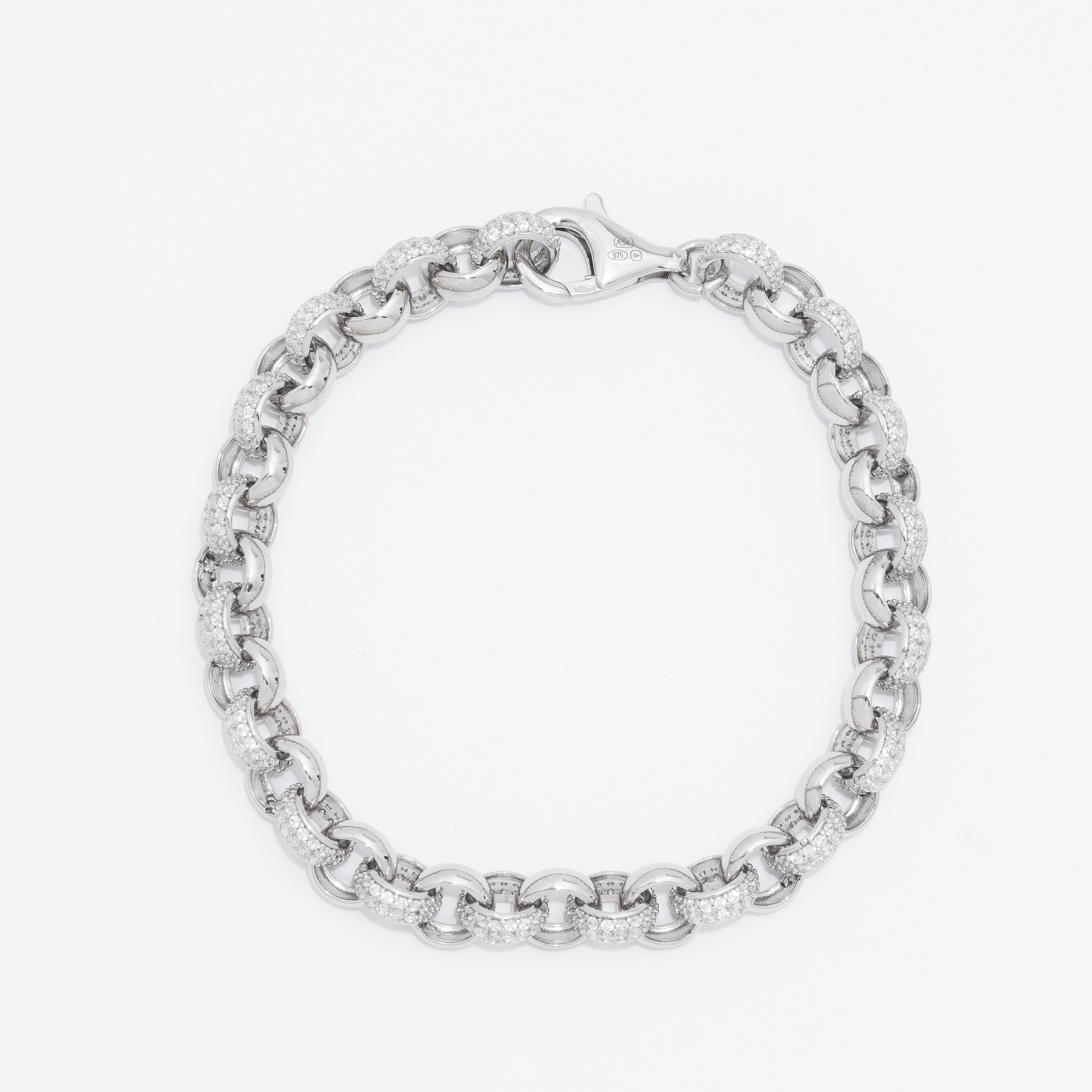 925 Sterling Silver CZ Belcher Bracelet
