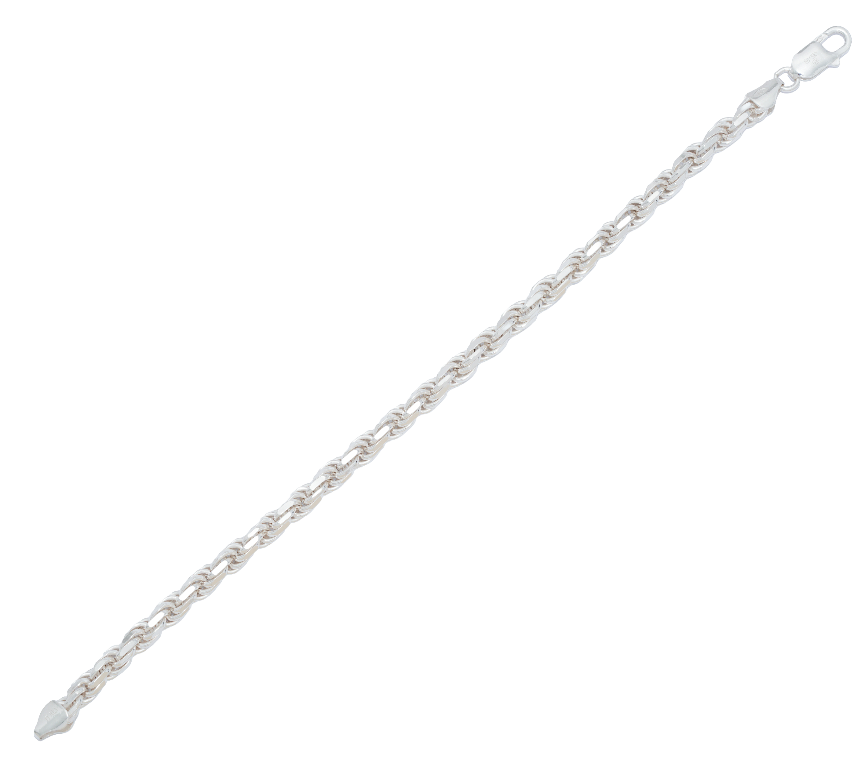 925 Sterling Silver Diamond Cut Rope Style Bracelet