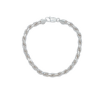 925 Sterling Silver Diamond Cut Rope Style Bracelet