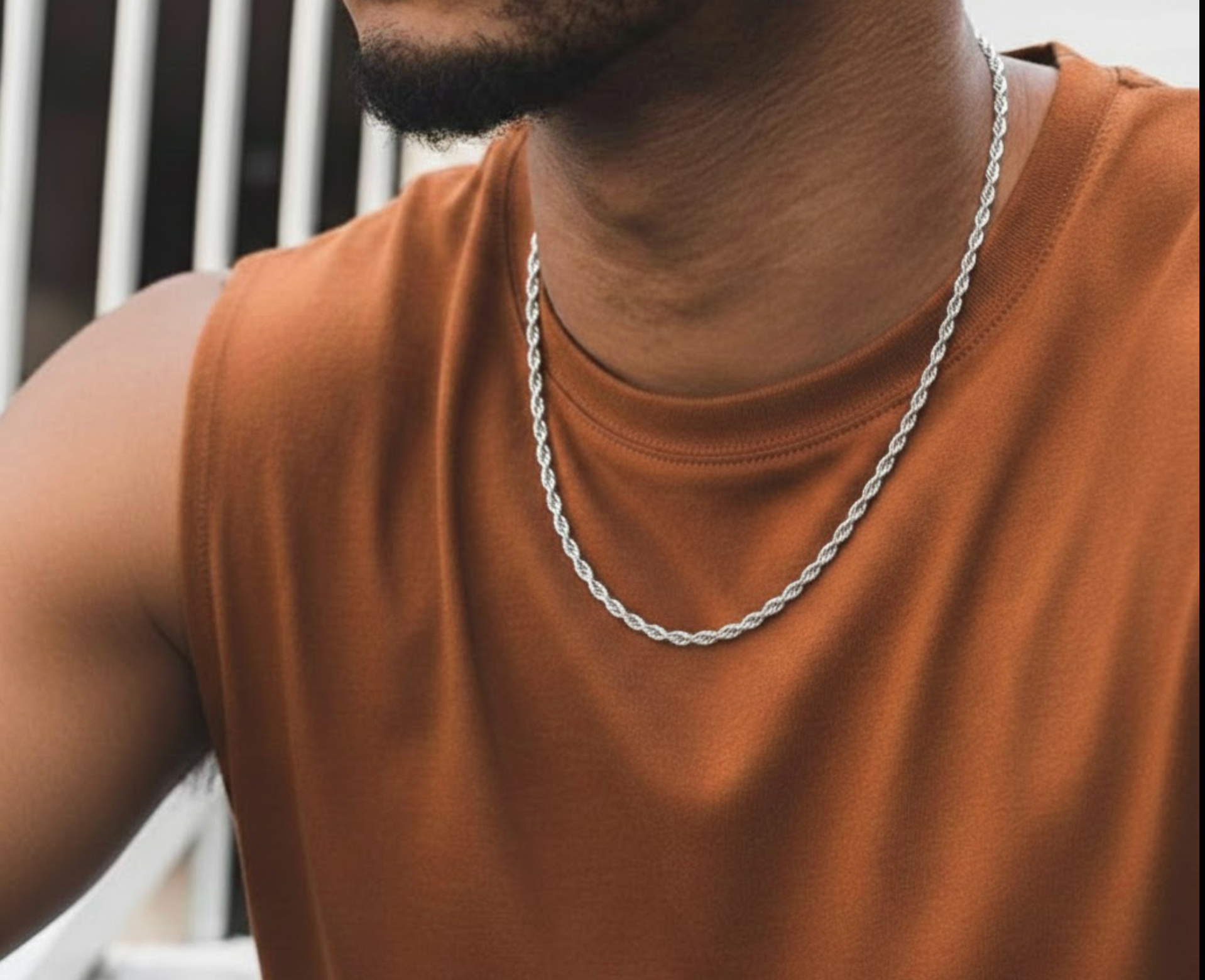 925 Sterling Silver Diamond Cut Rope Chain (3.6mm)15.5''