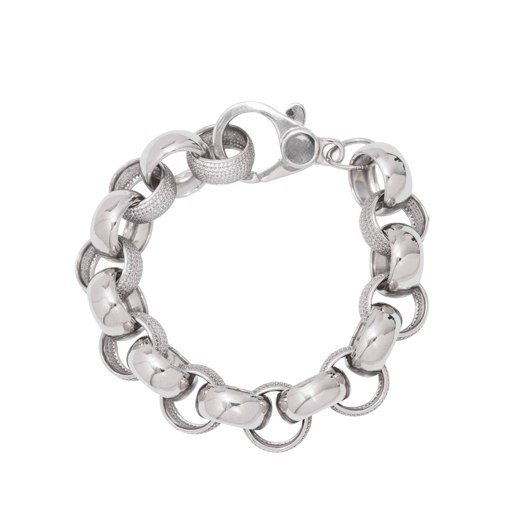 925 Sterling Silver Iced Out CZ Belcher Bracelets