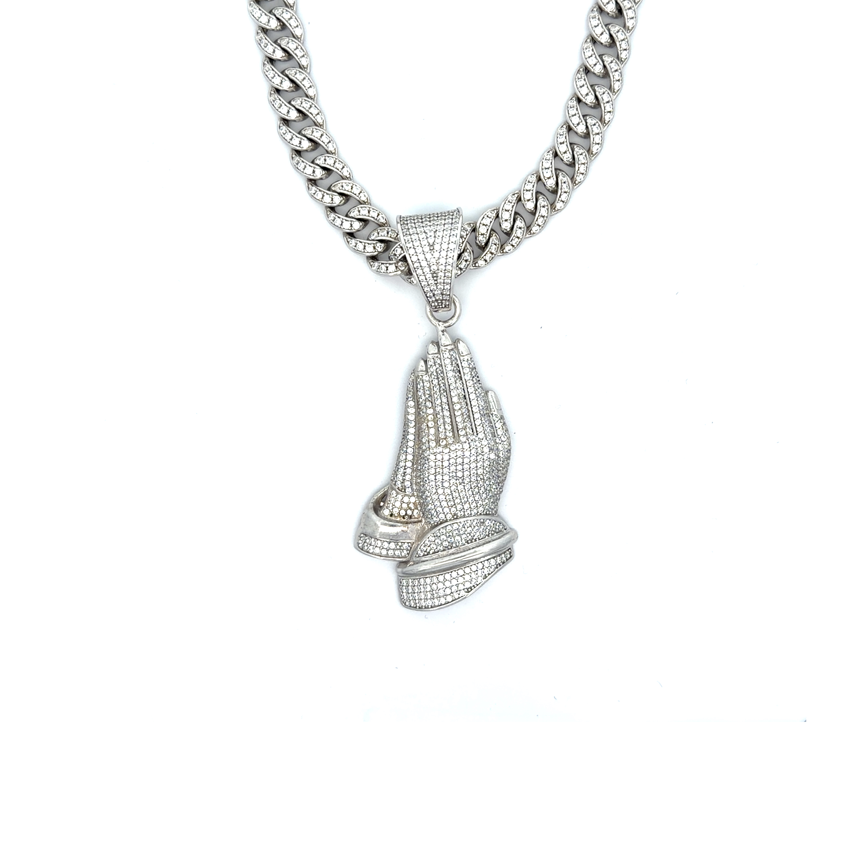 925 Sterling Silver Full CZ Praying Hands