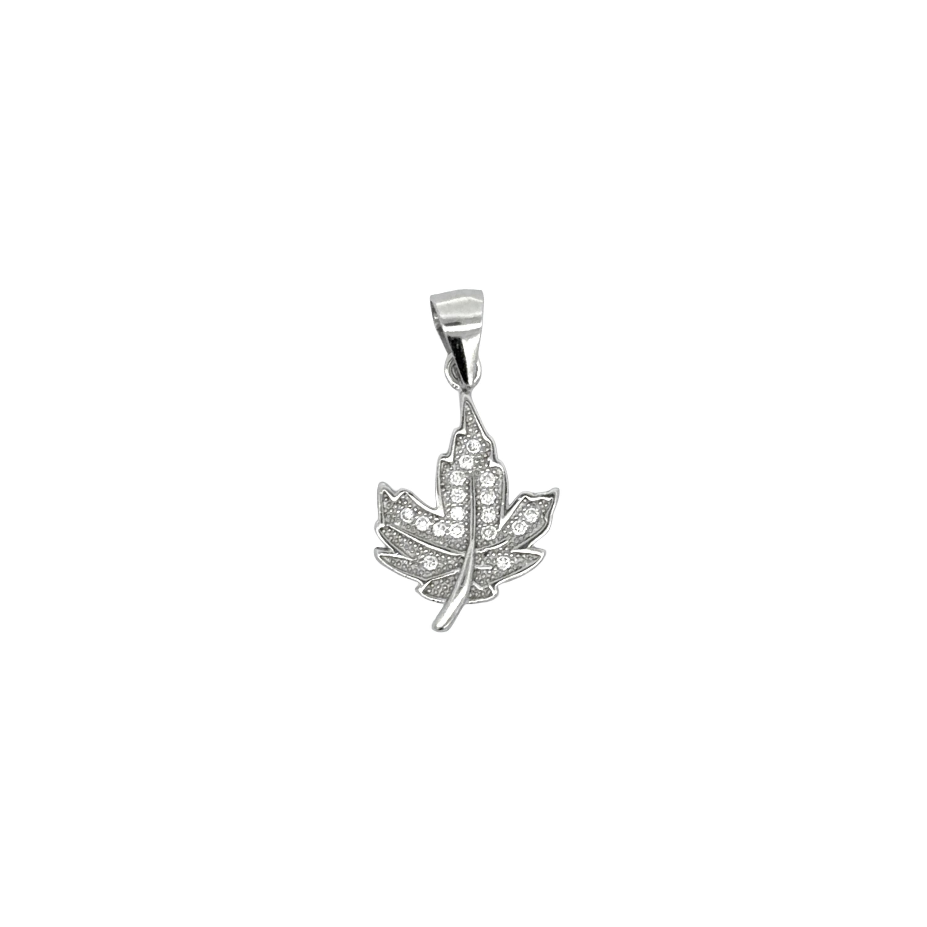 925 Sterling Silver Maple Leaf Pendant With CZ