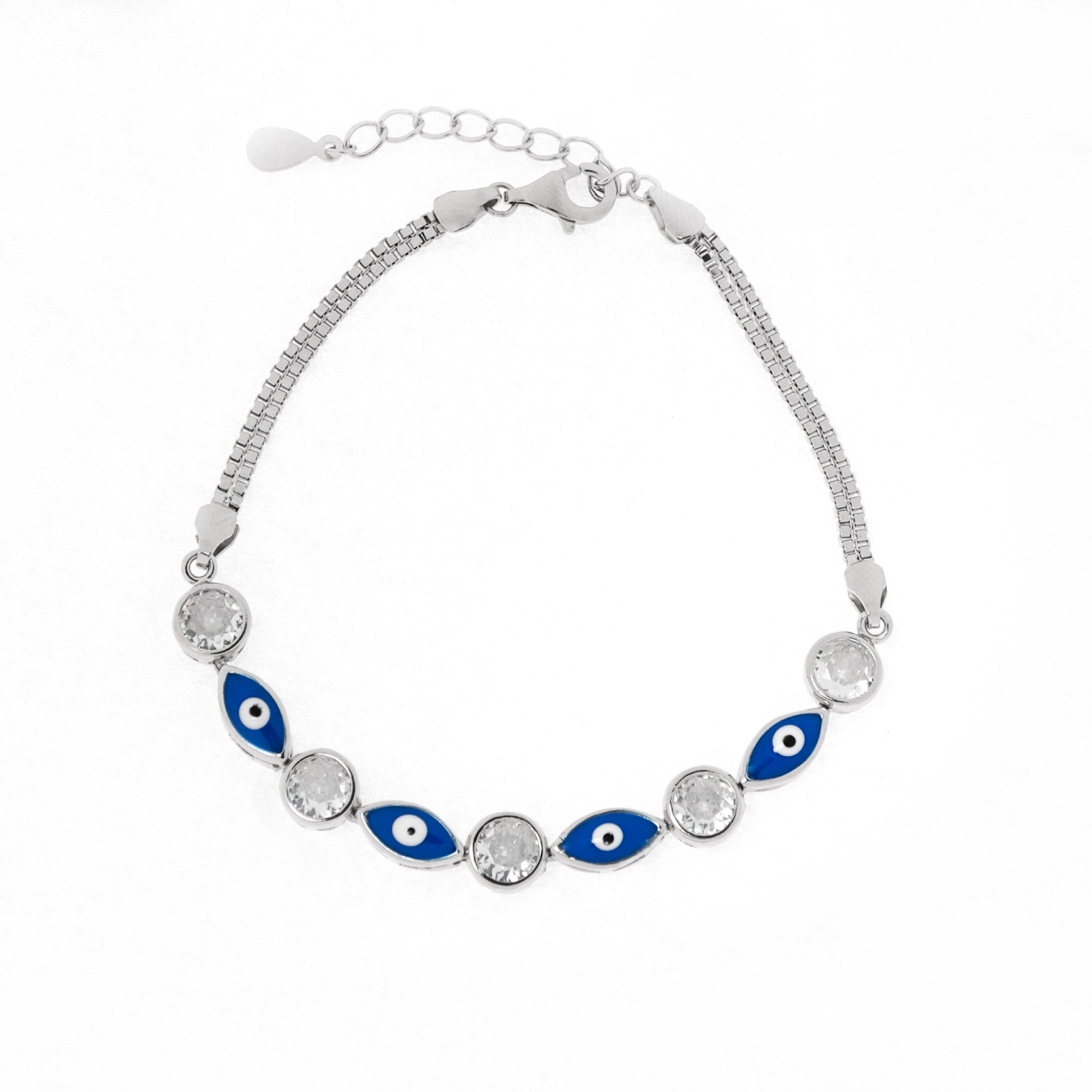 925 Sterling Silver Nazar Bracelet with CZ