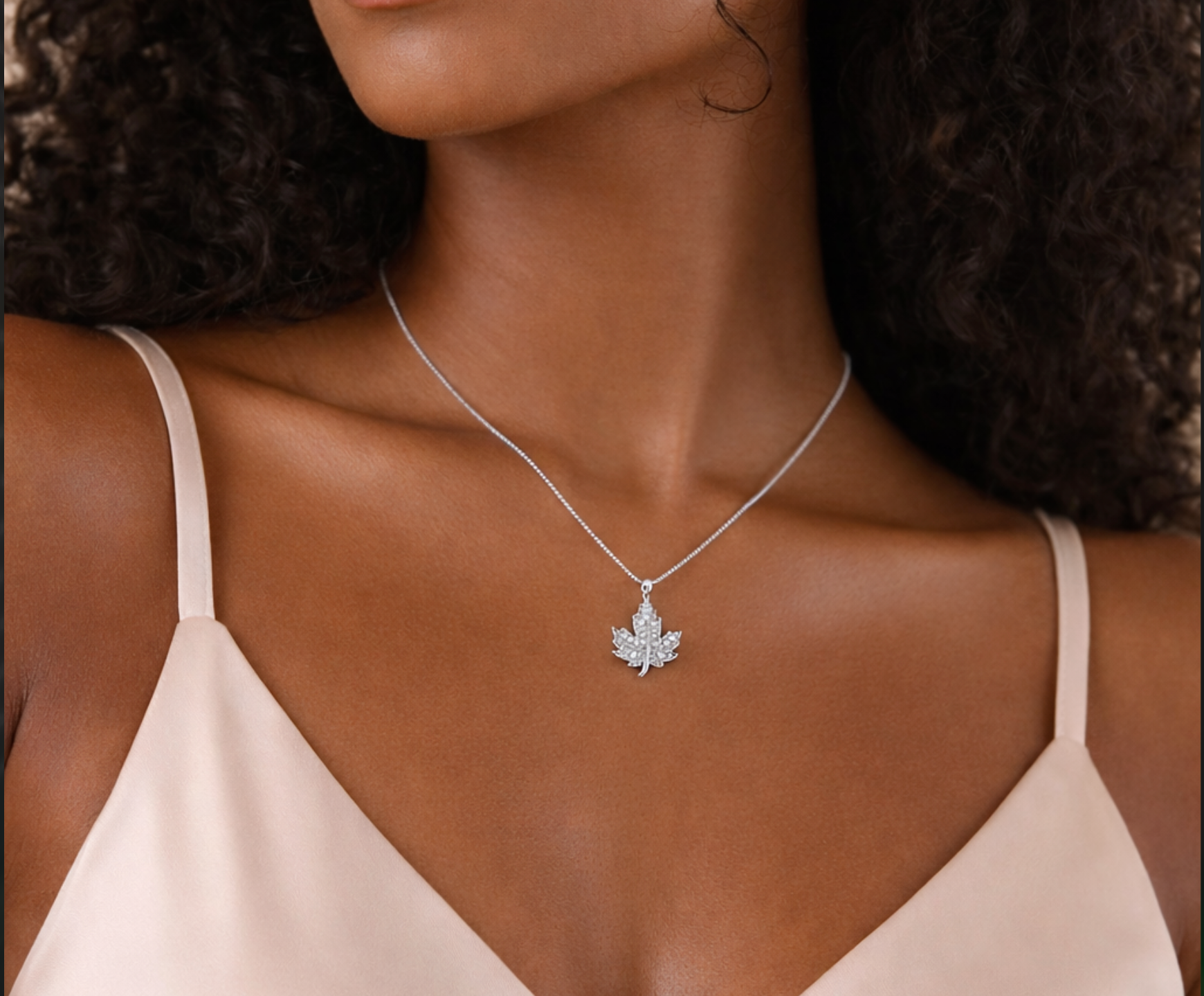 925 Sterling Silver Maple Leaf Pendant With CZ