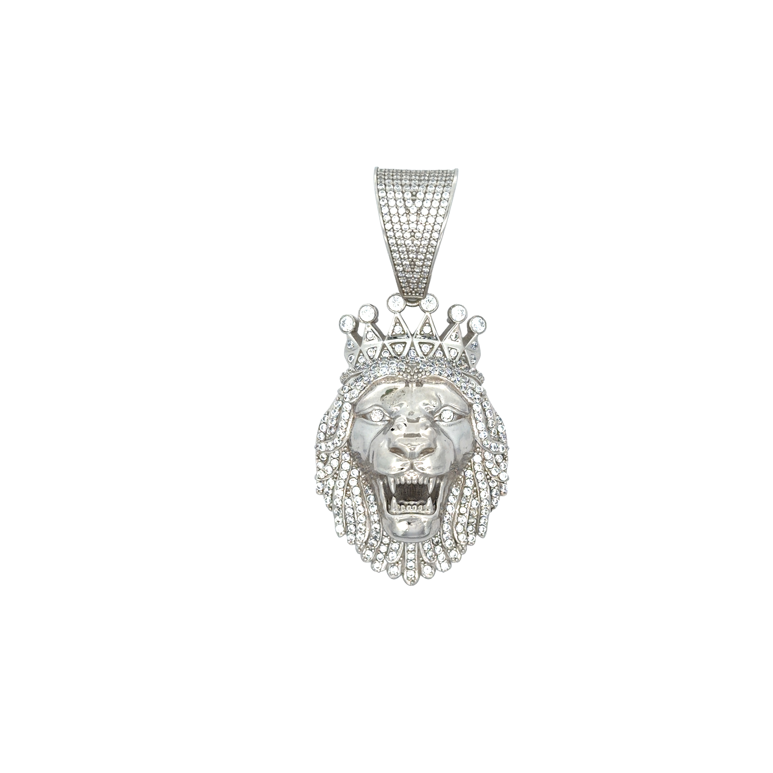 925 Silver Iced CZ Lion Head Pendant