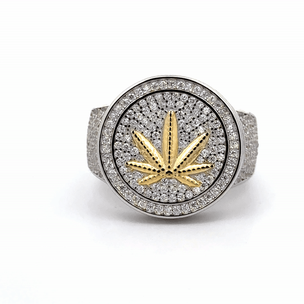 925 Sterling Silver Hemp Leaf Ring
