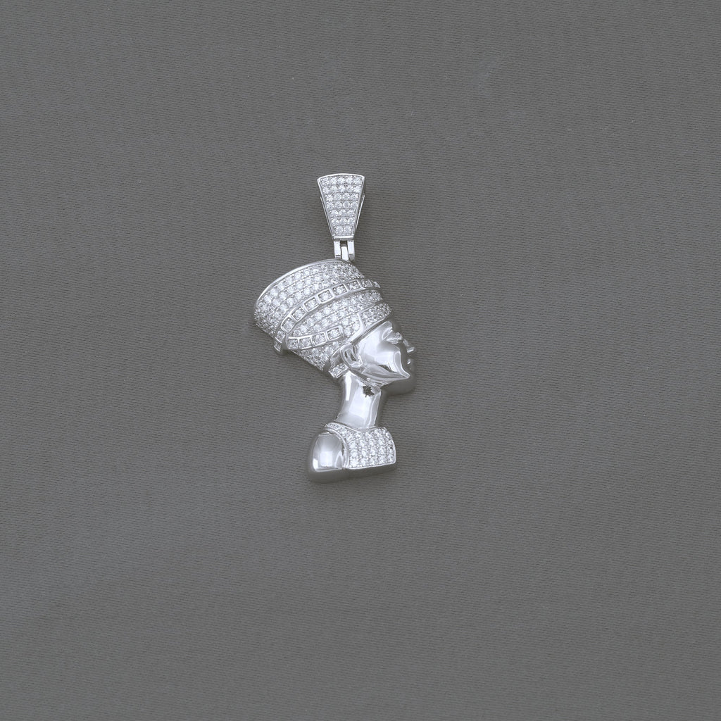 925 Sterling Silver Queen Nefertiti CZ Pendant