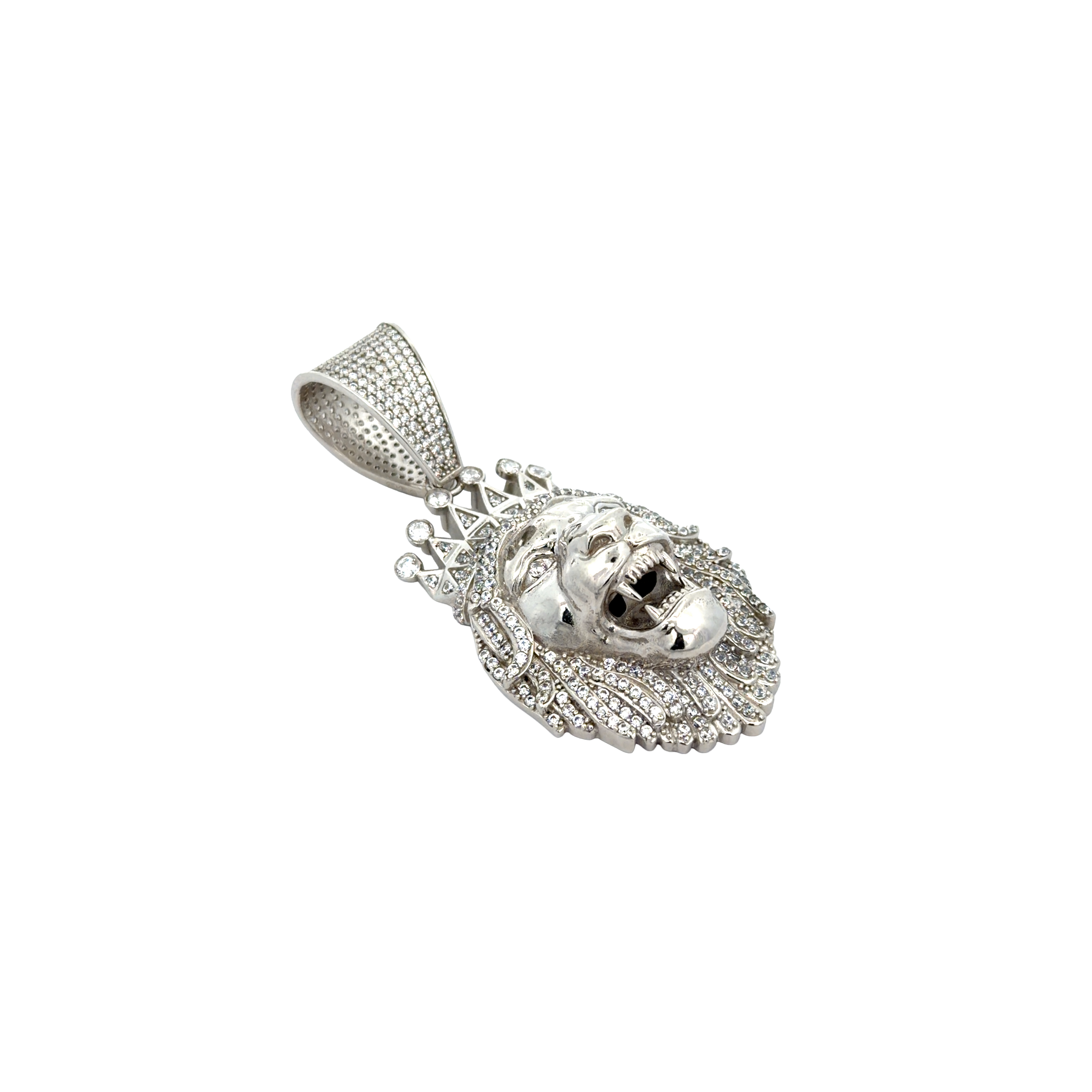 925 Silver Iced CZ Lion Head Pendant