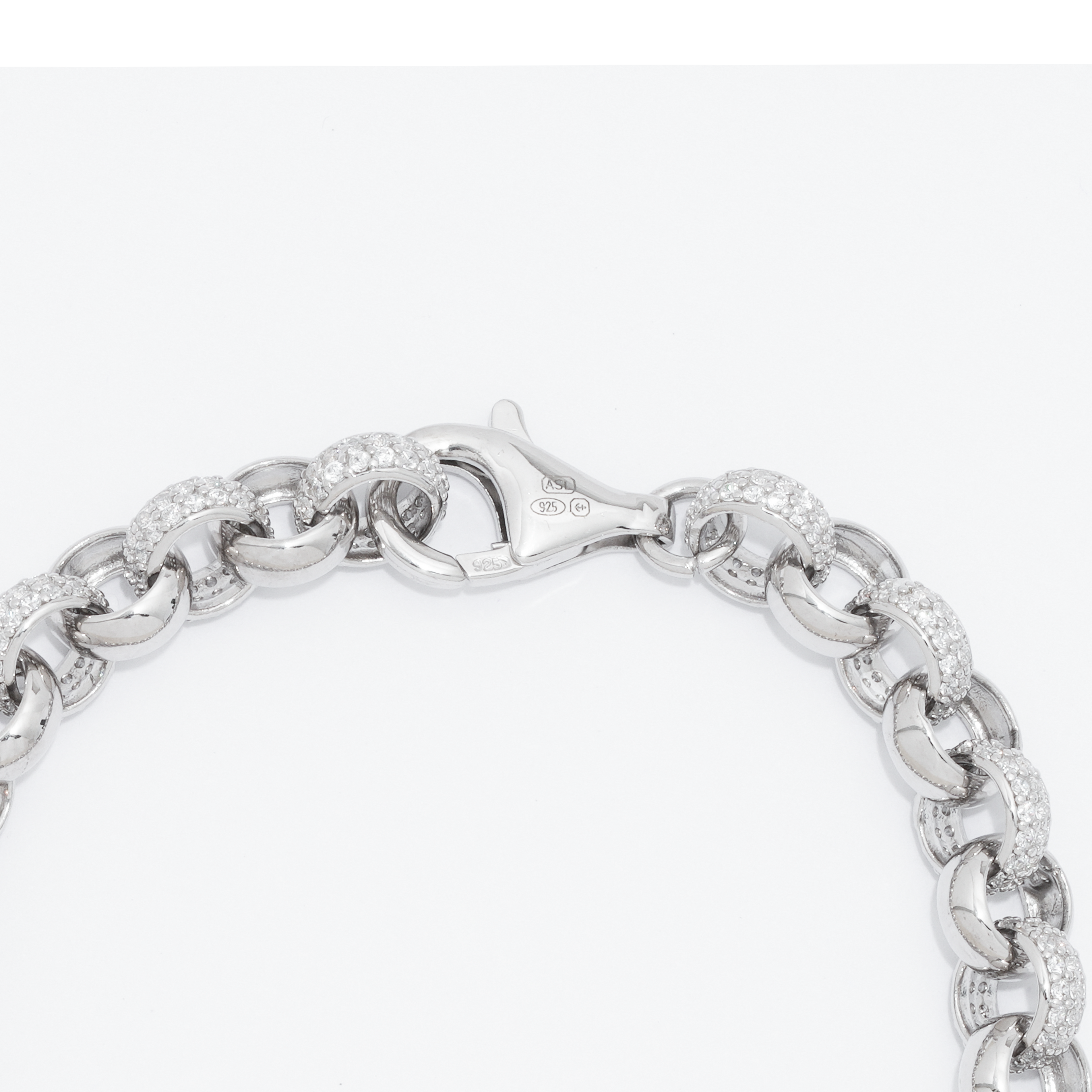 925 Sterling Silver CZ Belcher Bracelet