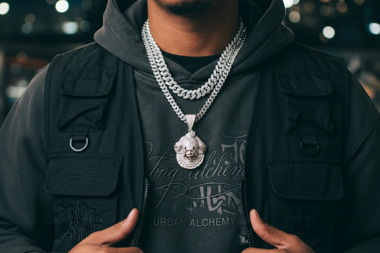 925 Sterling Silver Iced-Out Pennywise Clown Pendant