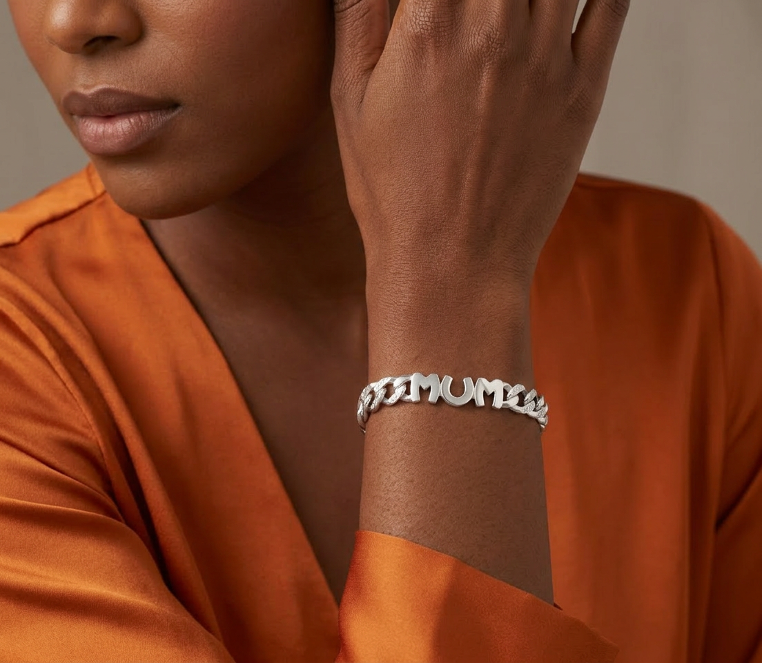 925 Sterling Silver Mum Curb Bracelet