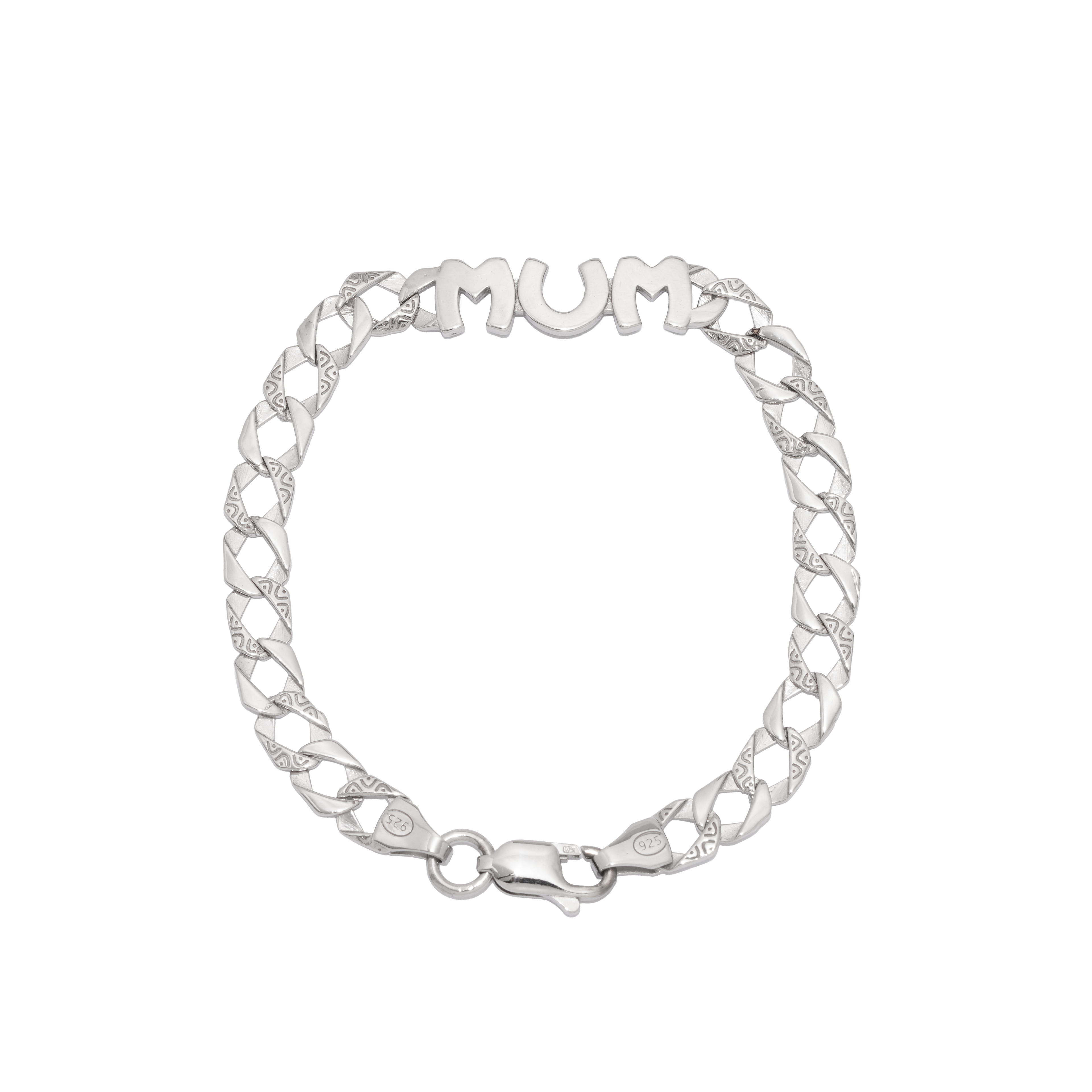 925 Sterling Silver Mum Curb Bracelet