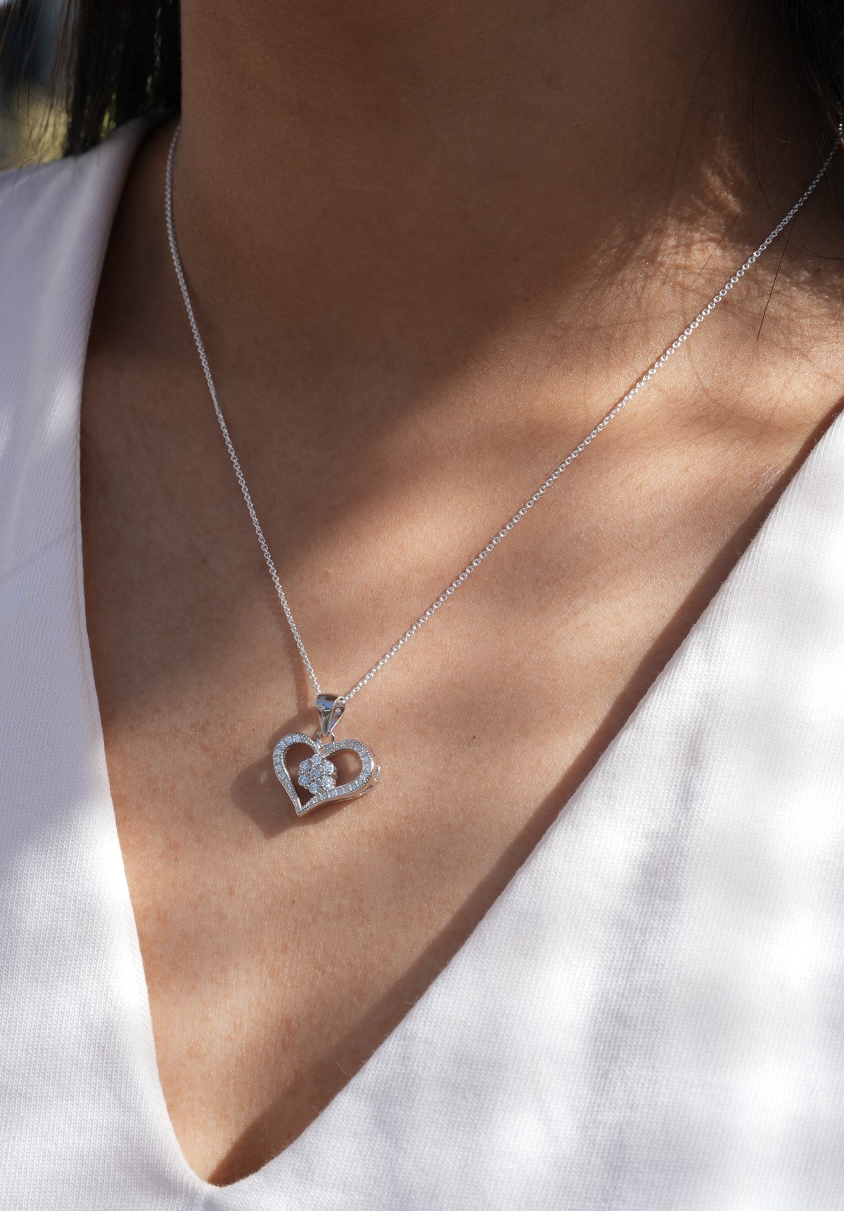925 Sterling Silver Heart CZ Pendant