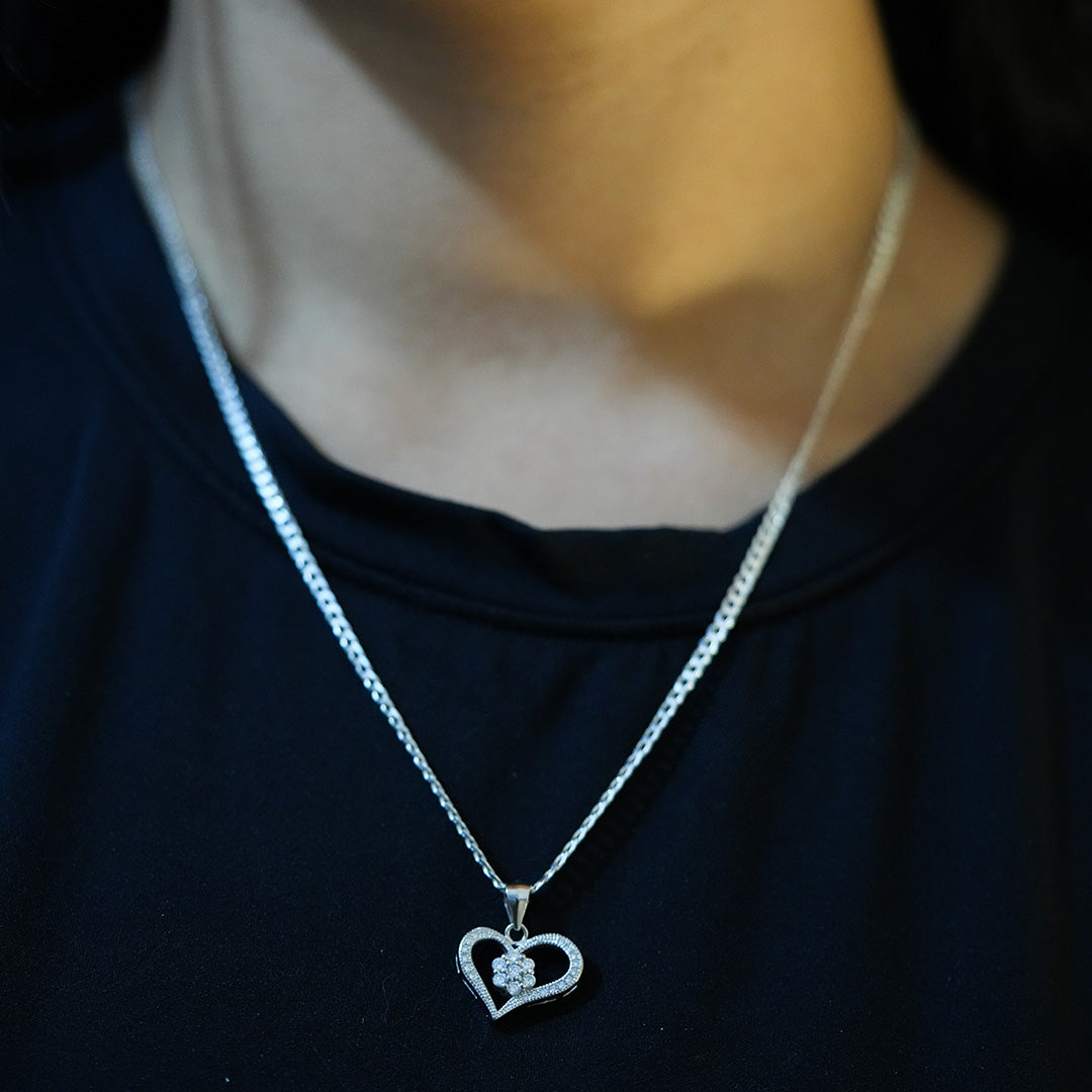 925 Sterling Silver Heart CZ Pendant
