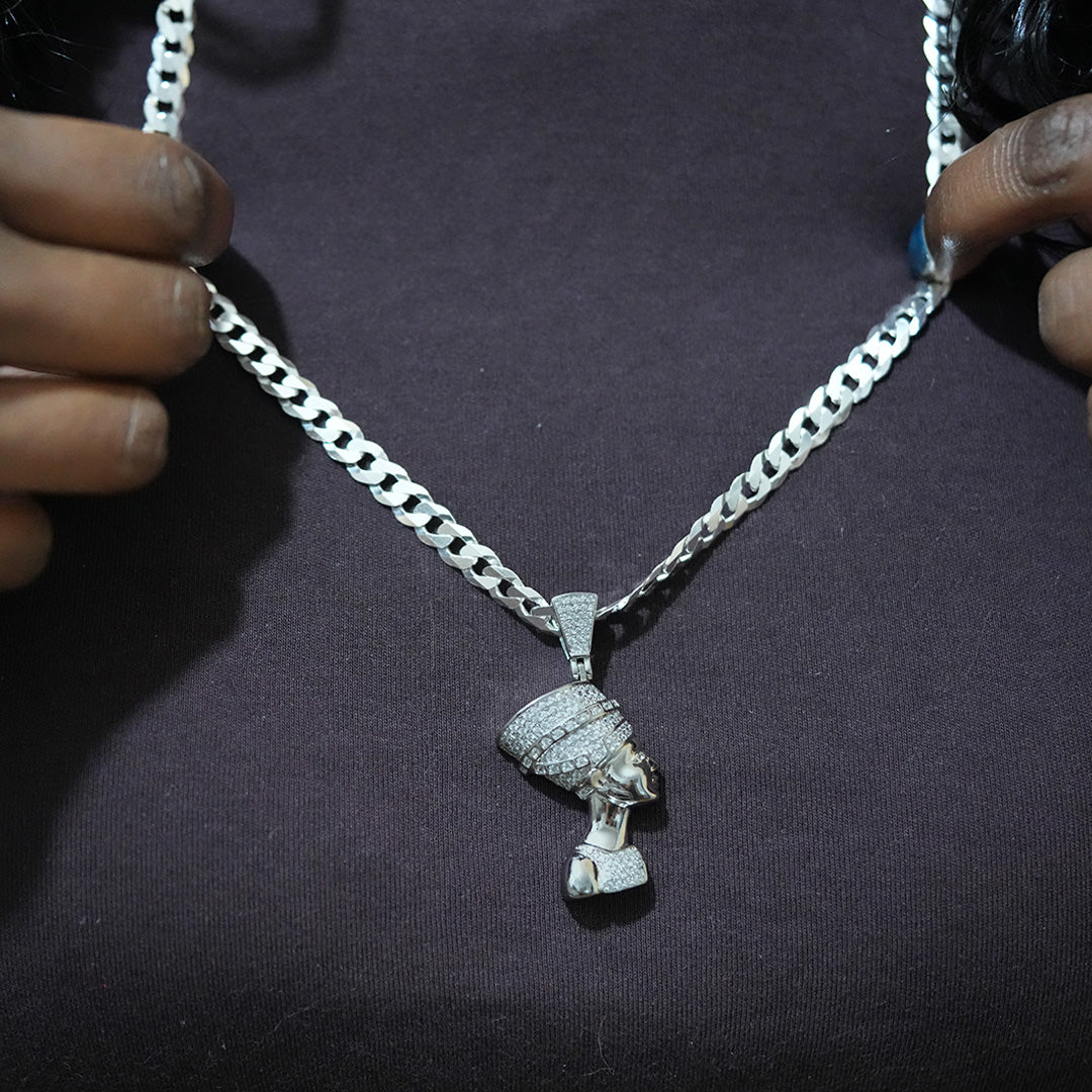 925 Sterling Silver Queen Nefertiti CZ Pendant
