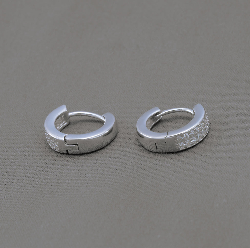 CZ Huggie Hoop Earrings in Sterling Silver