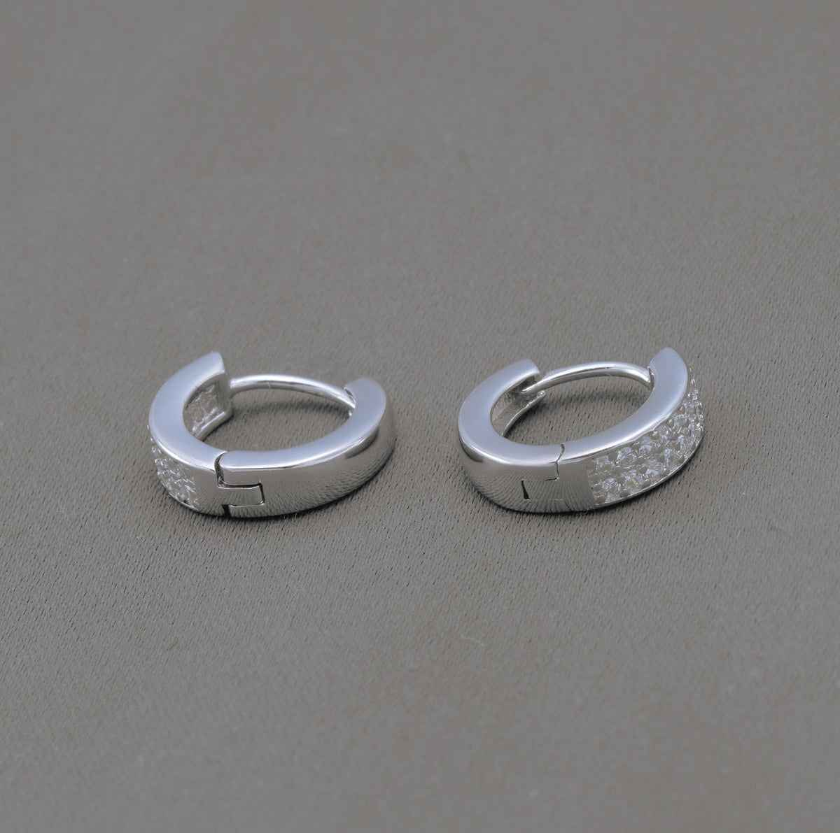 CZ Huggie Hoop Earrings in Sterling Silver