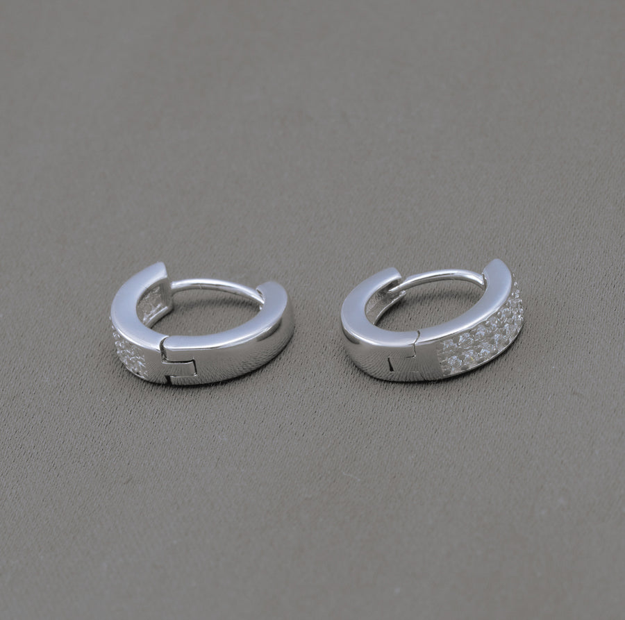 CZ Huggie Hoop Earrings in Sterling Silver