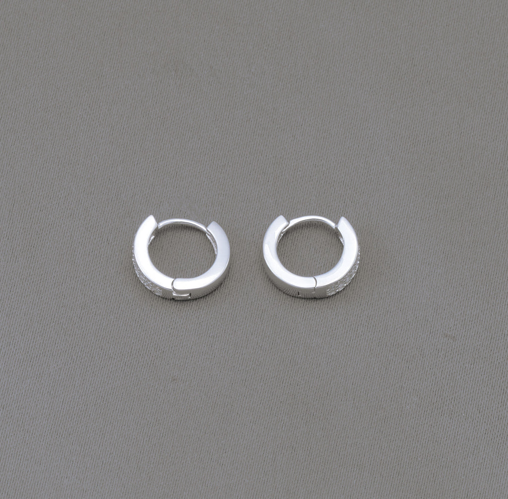CZ Huggie Hoop Earrings in Sterling Silver