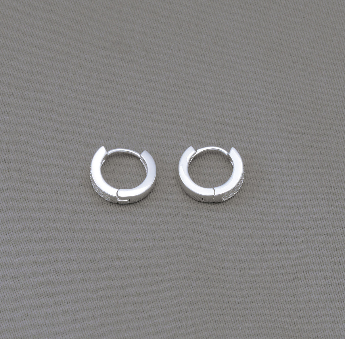 CZ Huggie Hoop Earrings in Sterling Silver