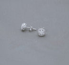 Round Halo CZ Stud Earrings in Sterling Silver