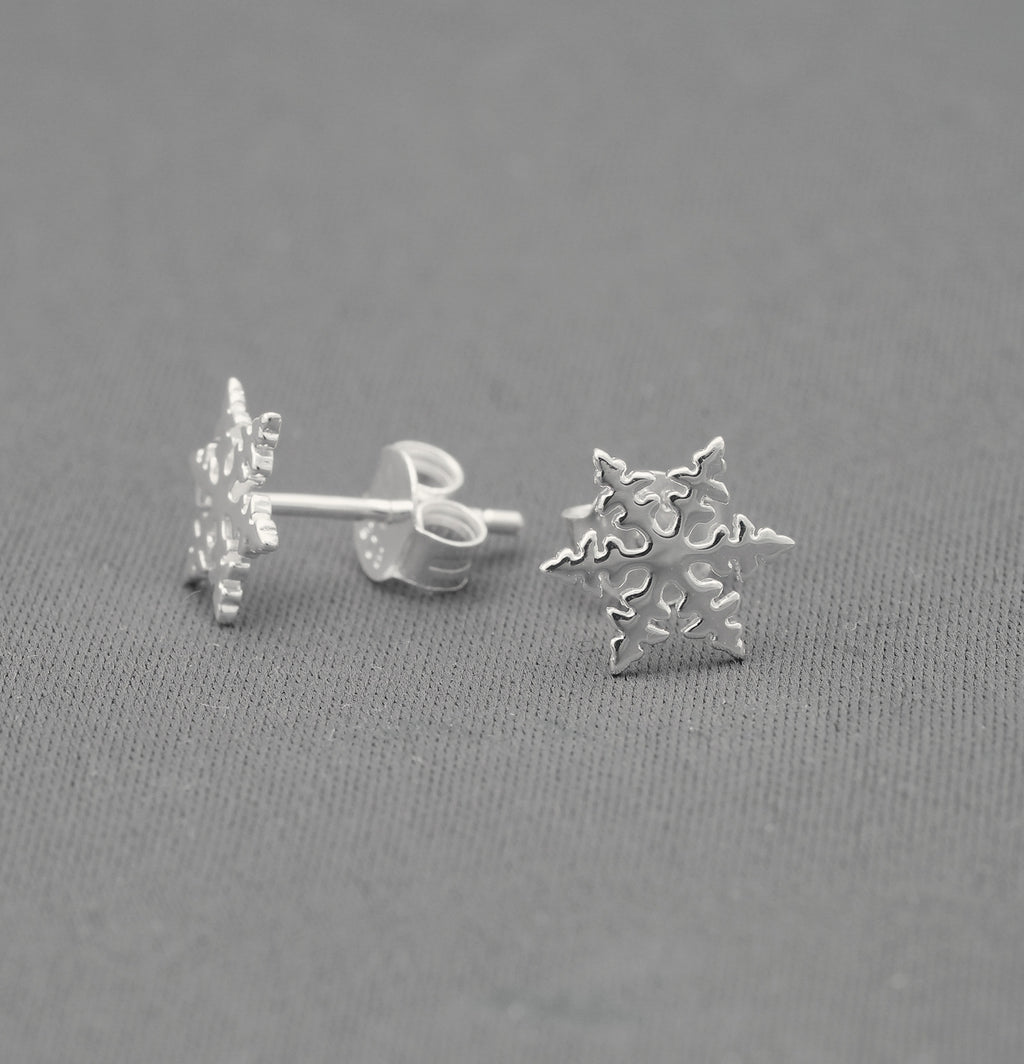 Snowflake Stud Earrings in Sterling Silver