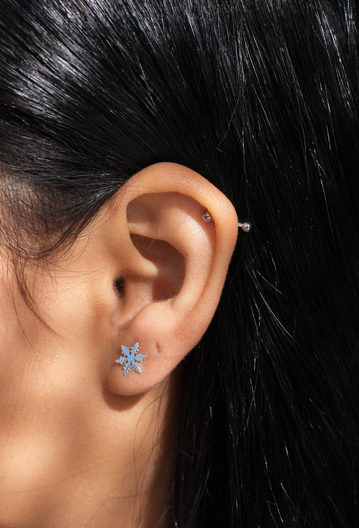 Snowflake Stud Earrings in Sterling Silver