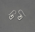 Small Textured Heart Drop Earrings in Sterling Silver