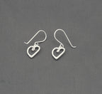 Small Textured Heart Drop Earrings in Sterling Silver