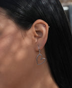 Large Looped Heart Drop Earrings in Sterling Silver