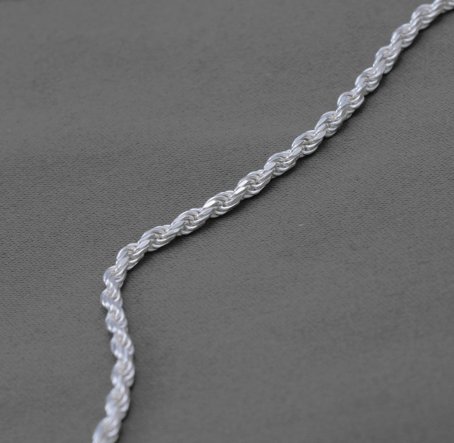 Diamond-Cut Sterling Silver Rope Chain – 20 Inch