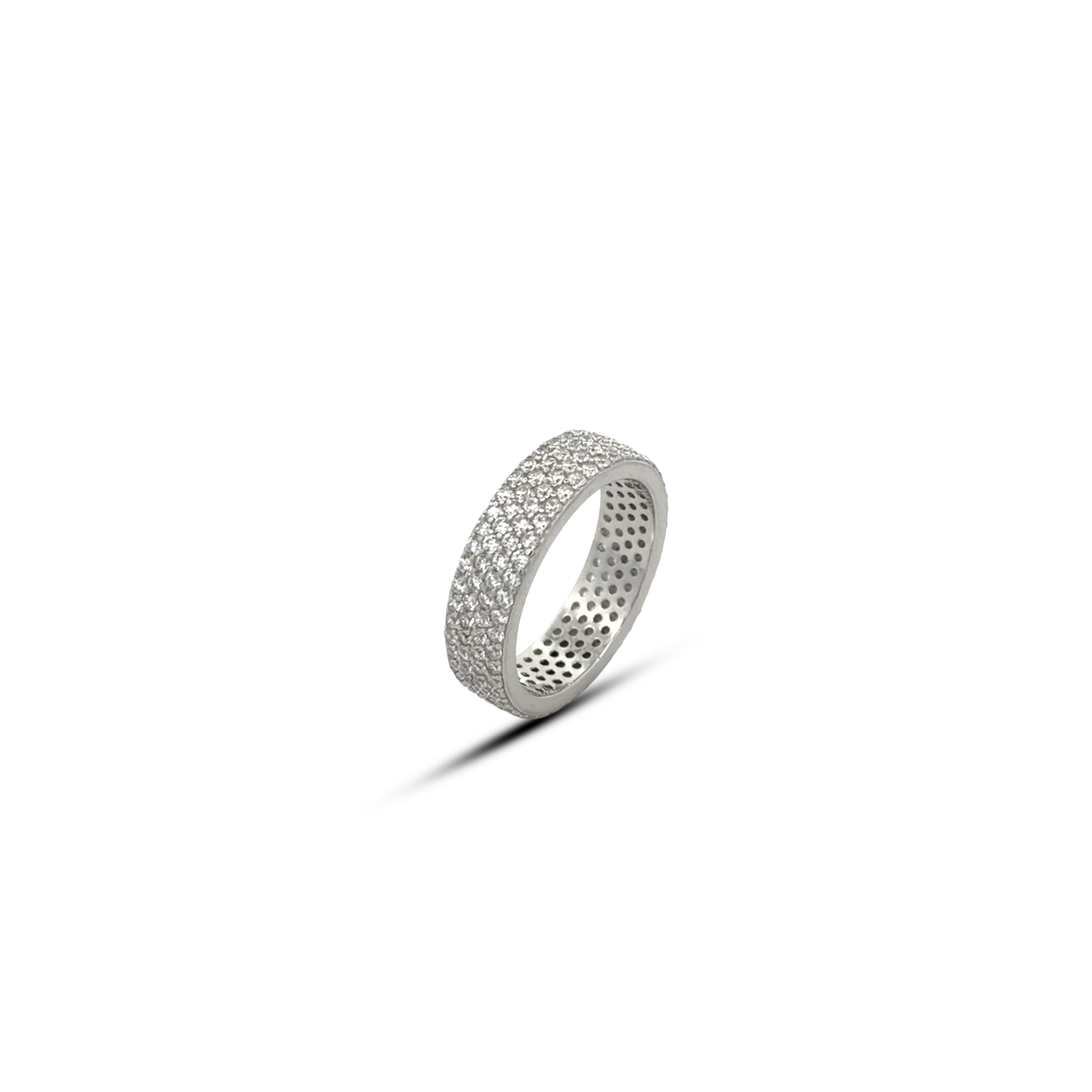 925 Sterling Silver Pave Set CZ Band Ring