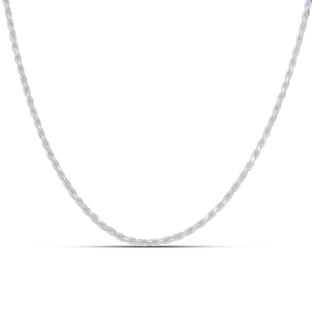 925 Sterling Silver Diamond Cut Rope Chain (3.6mm)15.5''