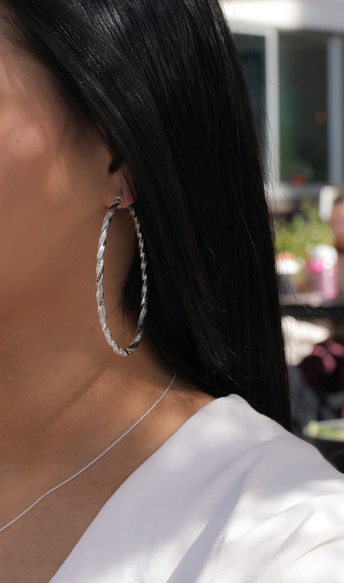 Extra Large Twisted Hoop Earrings in Sterling Silver — view 3