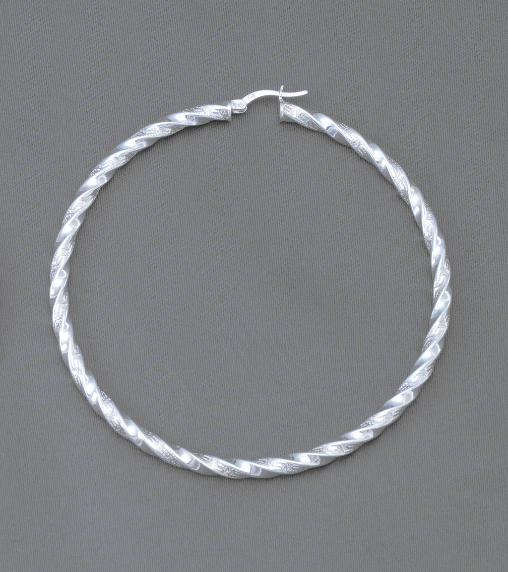 Extra Large Twisted Hoop Earrings in Sterling Silver