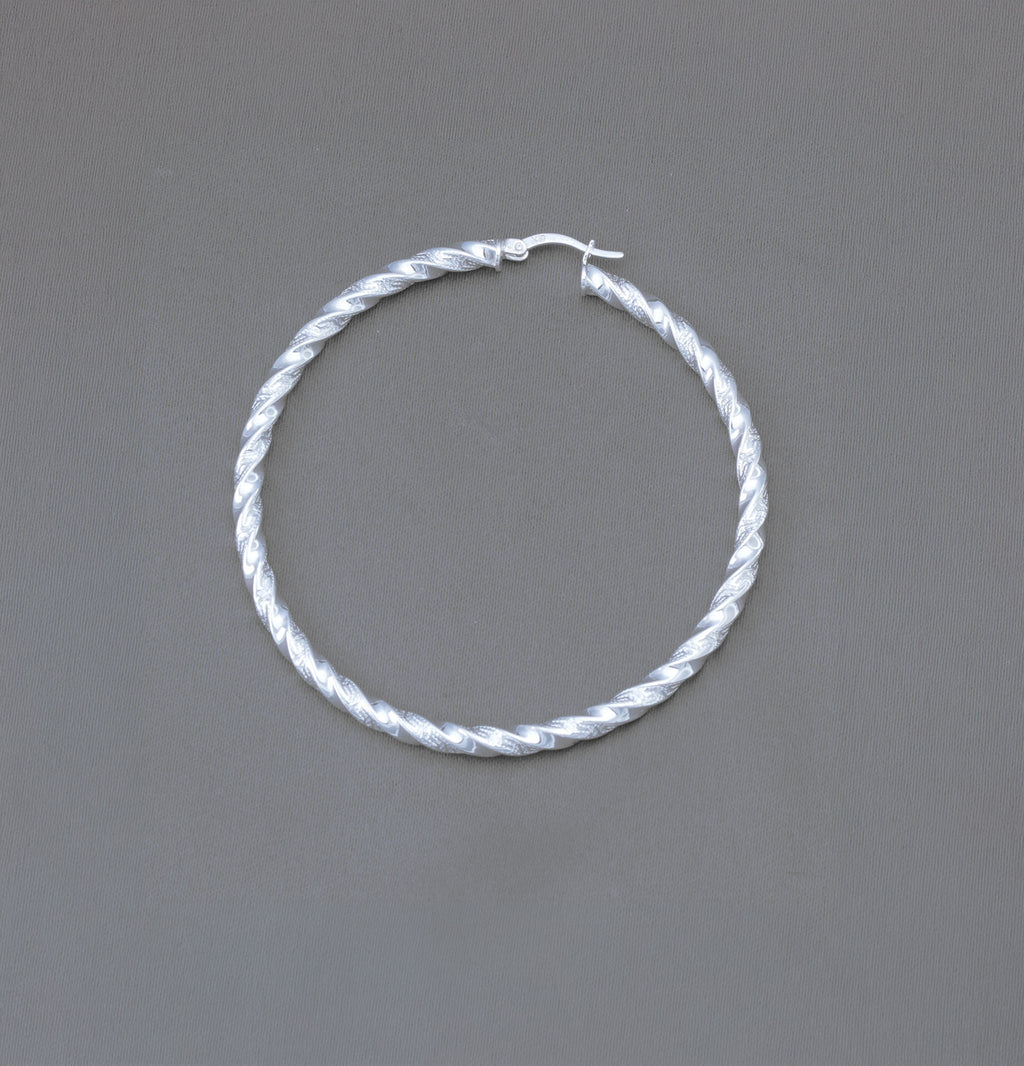 Large Twisted Hoop Earrings in Sterling Silver