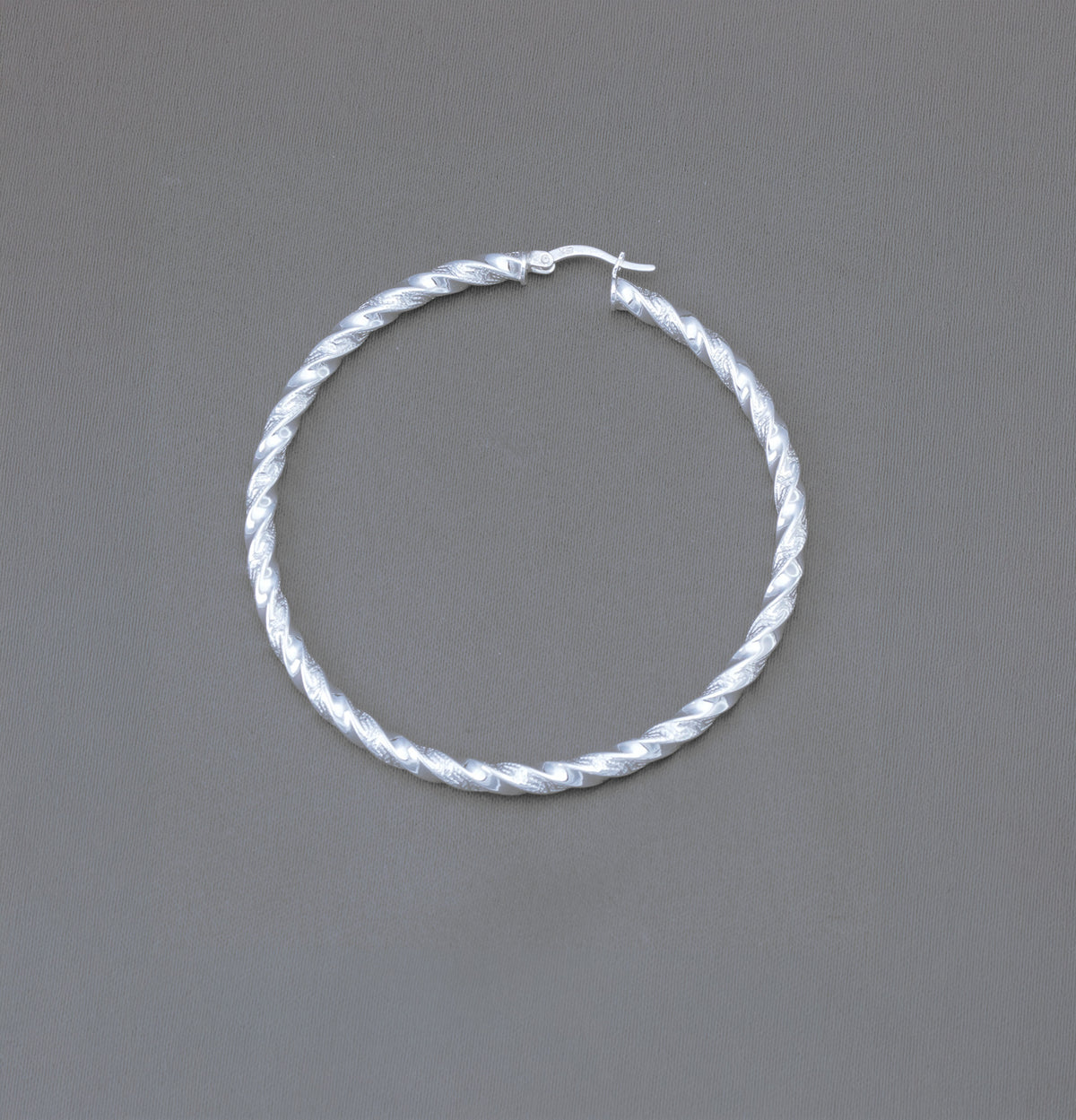 Large Twisted Hoop Earrings in Sterling Silver