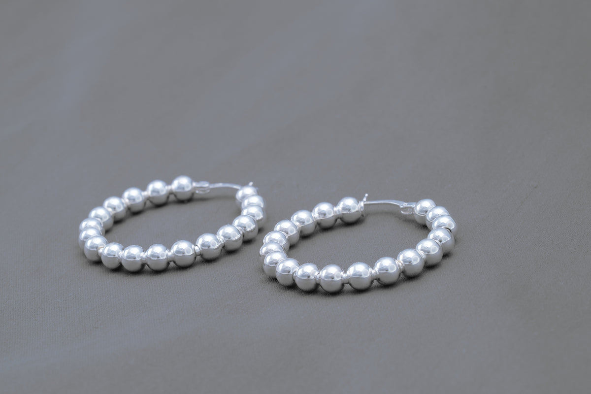 Beaded Hoop Earrings in Sterling Silver — view 2