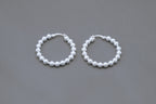 Beaded Hoop Earrings in Sterling Silver