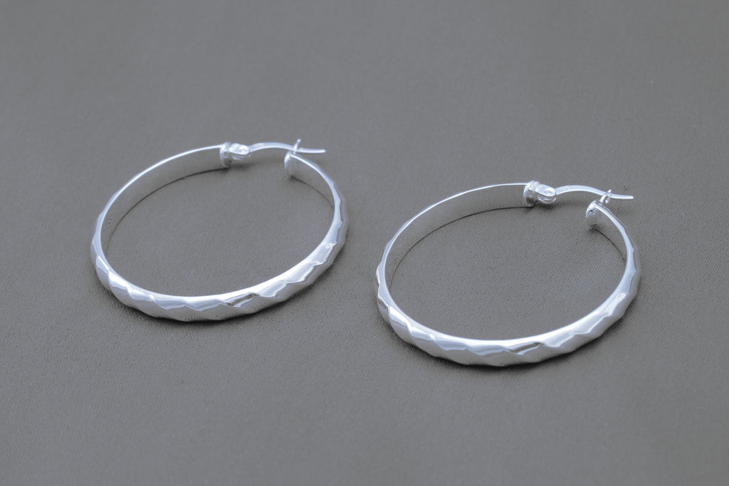 Subtle Wave Hoop Earrings in Sterling Silver — view 2