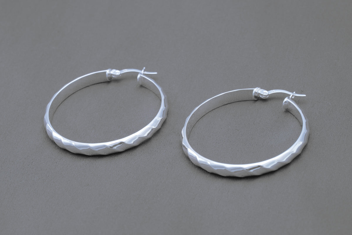 Subtle Wave Hoop Earrings in Sterling Silver — view 2