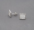 Large Square CZ Stud Earrings in Sterling Silver