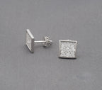 Large Square CZ Stud Earrings in Sterling Silver