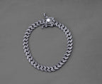 Patterned Cuban Link Bracelet in Sterling Silver – 8 Inch
